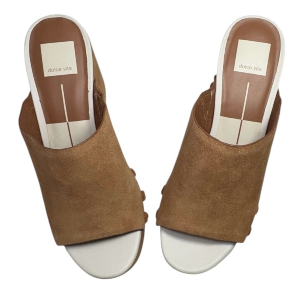 Dolce Vita Emol Brown Suede Studded Chunky Platform Open Toe Mule Sandals Sz 8.5 - Picture 3 of 15